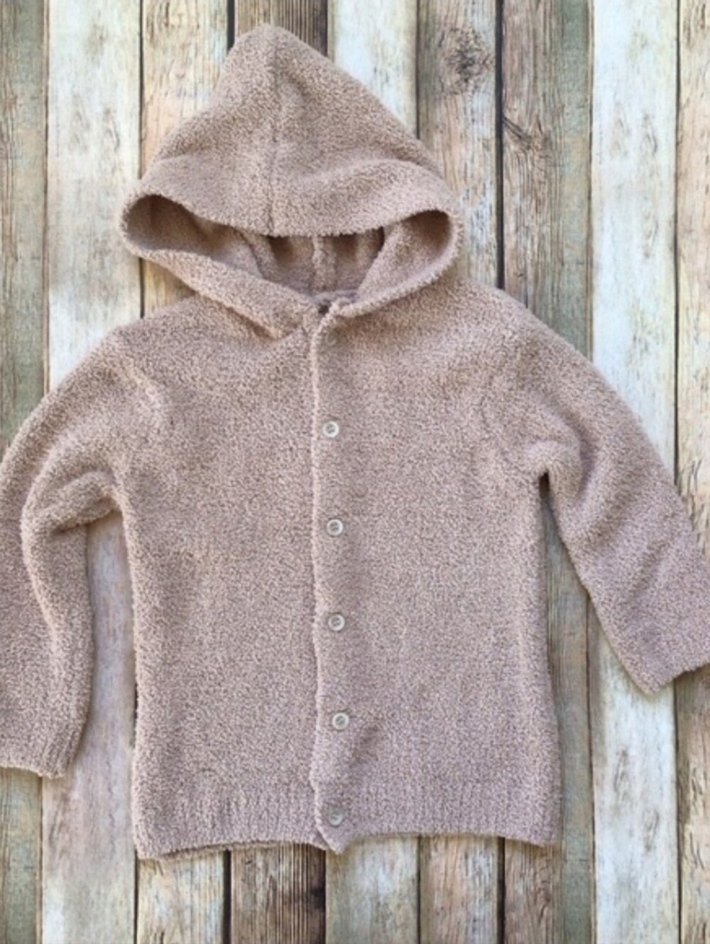 NWOT 7AM Enfant Hooded Fuzzy Cardigan in Pecan